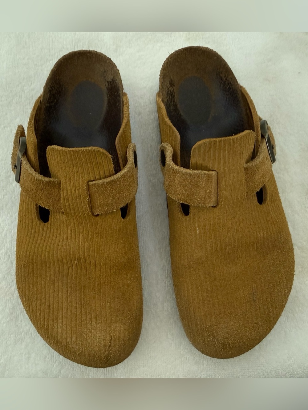 Birkenstock Boston Suede Leather Clogs Brown Tan Size 7